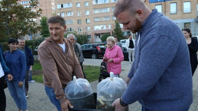 Новые мытищинские рыбки осваивают обновлённый пруд  В Алексеевском сквере на пересечении улиц Сукромки,..