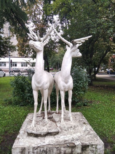 Сегодня утром на аллее ул.Крупской двое истинных оленей (особенно бородатый баран-подпивасник) не оценили..