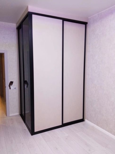 Новая идея создания гардеробной
Корпус гардеробной - 4 открывающихся двери-купе.
Выбрать материал дверей..