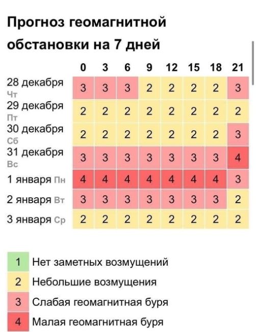 31 декабря ожидается начало магнитной бури.  Она может вызвать головные боли, повышение..