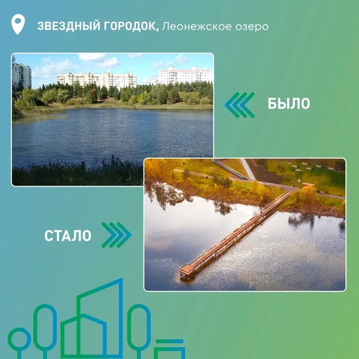 В Звездном городке приятные изменения💚  В этом году появилось комфортное место отдыха на Леонежском озере...