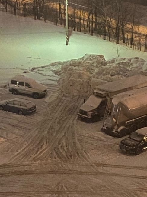На парковку в Лесном Городке привозят тонны снега, который собирают в окрестностях 😑  Об этом рассказала..