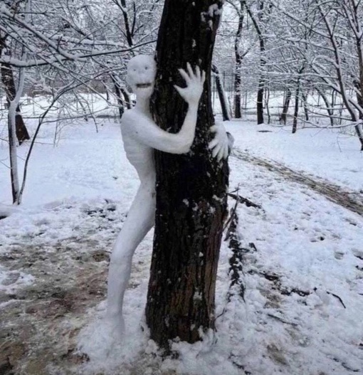В районе Тропарево кто-то сделал снежный..