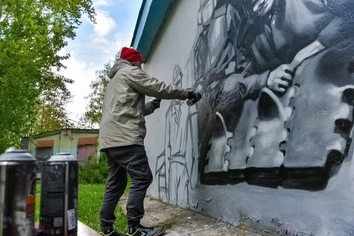 🎨Граффити с изображением танкистов Великой Отечественной войны появится в Железнодорожном. Художник..