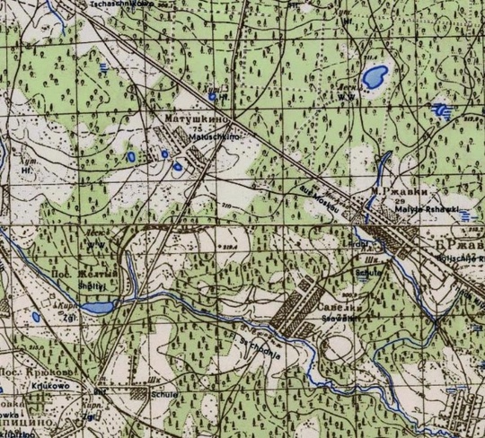 Немецкая карта поселений на месте Зеленограда, составленная в 1940..