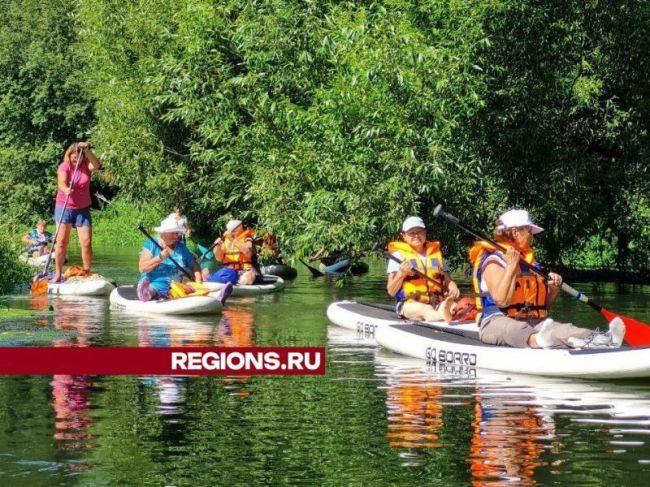 Долголеты из Красноармейска осваивают сапсерфинг и сплавляются по реке  Участники клуба «Активное..