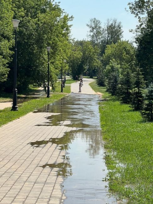 От подписчика:
__________
На улице Колхозной в Подрезково, являющейся парковой аллеей, 04.07.2024 случился потоп - из..