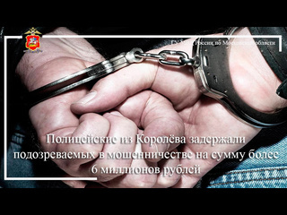 Полицейские из Королёва задержали подозреваемых в мошенничестве на сумму более 6 миллионов рублей 
..