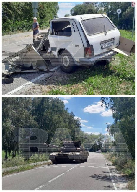 Танк наехал на «Ниву» в Белгородской области — 73-летний водитель скончался на..