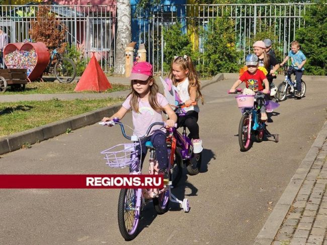 Воспитанники детского сада в Красноармейске впервые приняли участие в велопробеге.  В подмосковном..