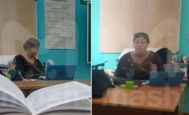 🧑‍🏫В Химках учительница провела уроки, надев на голову дуршлаг.  Педагог, преподающая русский язык,..