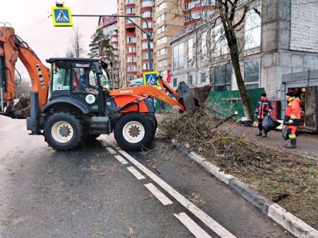 Специалисты МКУ «Пушгорхоз» очистили улицы Пушкино от порванных баннеров и упавших деревьев.  После дождя и..