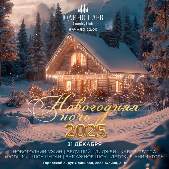 Встречайте 2025 год вместе с Country Club «Юдино Парк» 0+🎄  Для гостей подготовили насыщенную праздничную..