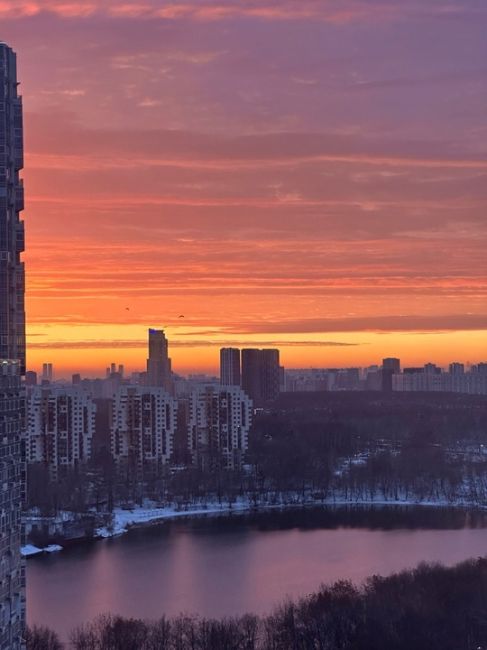 Завораживающий рассвет в Химках сегодня..