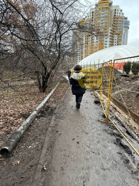 Грязевое месиво в парке Толстого со стороны ул.Кудрявцева 😱  Будет интересно к следующему лету сравнить эту..