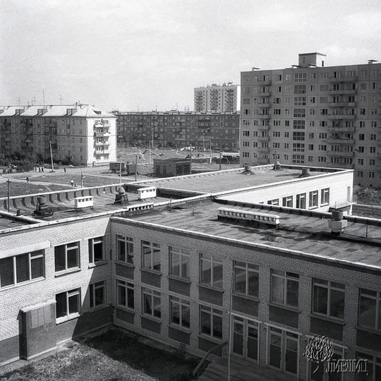 Вид на застройку жилых кварталов Южного посёлка. - 📆 1974 г. 
📷 Фото Давида..