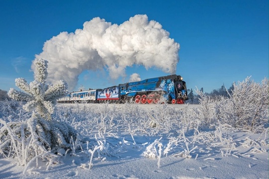 🚂🎅 Поезд Деда Мороза уже проездом побывал у нас в Орехово-Зуевском..