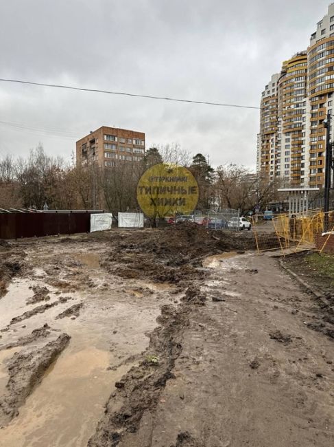 Грязевое месиво в парке Толстого со стороны ул.Кудрявцева 😱  Будет интересно к следующему лету сравнить эту..