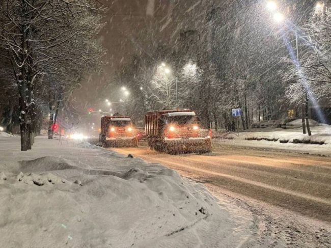 На очистку снега в Пушкинском районе задействовано 70 процентов коммунальной техники.  Фото: Андрей Кирашев ..