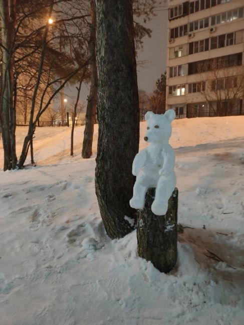 Уже не первый год, в парке Сосенки ,мужчина делает вот такие снежные фигурки! Детишки очень 
рады. Спасибо вам,..