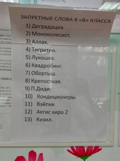 😳 Список запрещённых слов вывесили в одной из школ  Так много вопросов и так мало..