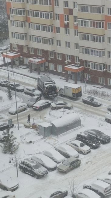 На днях в Зеленых аллеях 
Мусоровоз не смог подъехать к мусорке. Продолжаем жить в мусоре..