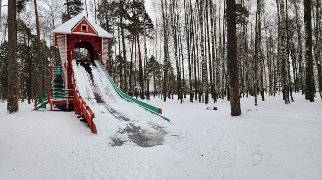 🔥В Центральном парке уже можно кататься с горок. Их две: для ледянок и ватрушек.  Высота большой горки..