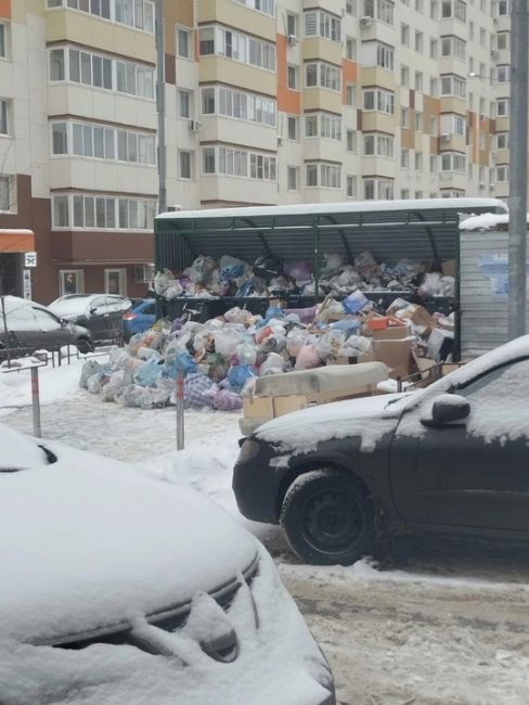 На днях в Зеленых аллеях 
Мусоровоз не смог подъехать к мусорке. Продолжаем жить в мусоре..