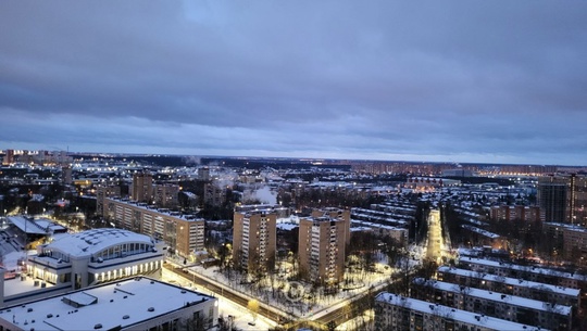 Январский город с высоты птичьего полета..