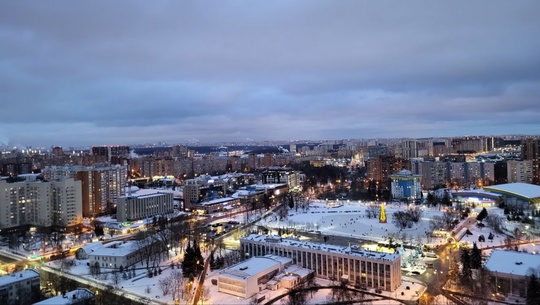 Январский город с высоты птичьего полета..