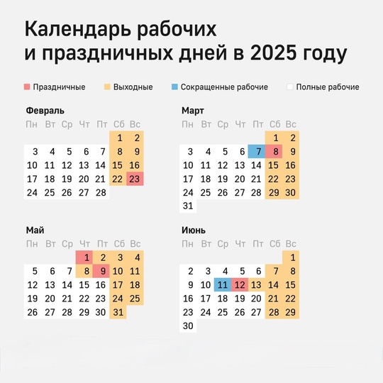 Напоминаем, что привычных дополнительных выходных в честь 23 февраля и 8 марта не будет - их перенесли на май и..